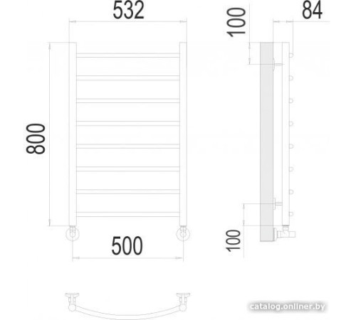 Полотенцесушитель TERMINUS Классик П8 500х800 нп сатин