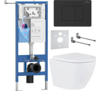 Унитаз подвесной Roxen Antares Tornado в комплекте с инсталляцией StounFix Dual Fresh 6 в 1 868509 кнопка: черный матовая