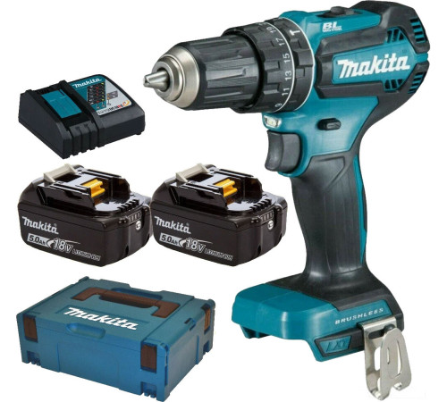 Ударная дрель-шуруповерт Makita DHP485RTJ с 2-мя АКБ 5 Ач, кейс