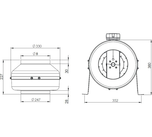 Радиальный вентилятор Bahcivan BDTX 250 В