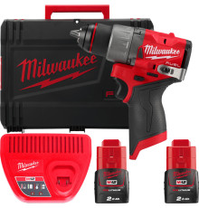 Дрель-шуруповерт Milwaukee M12 FUEL M12FDD2-202X 4933479873 с 2-мя АКБ 2 Ач, кейс