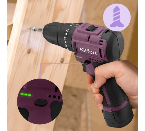 Ударная дрель-шуруповерт Kitfort KT-6505 с 1-им АКБ