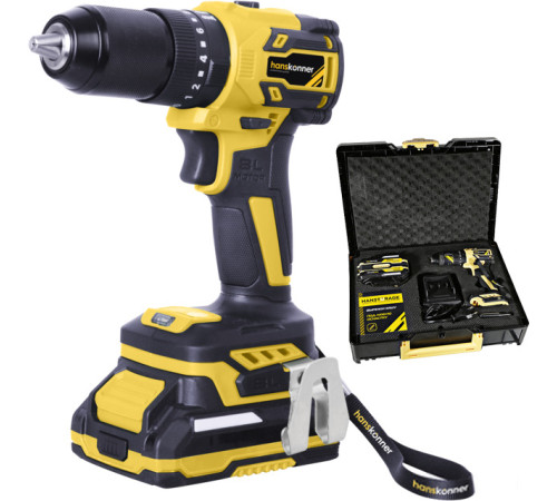 Ударная дрель-шуруповерт Hanskonner HCD2065PRO с 2-мя АКБ, кейс