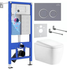 Унитаз подвесной Roxen Martin в комплекте с инсталляцией StounFix Dual Fresh 6 в 1 968512 кнопка: серый бетон