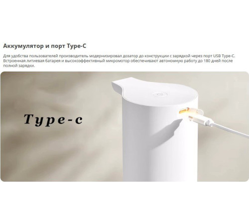 Дозатор для антисептика и жидкого мыла Xiaomi Automatic Soap Dispenser 1S BHR8853GL