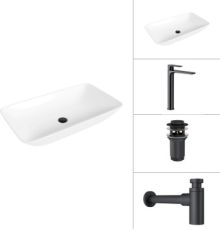 Умывальник Lauter 21886 + Reef 21CK8678BS + сифон 21635B + дон.клапан 21190B черный матовый