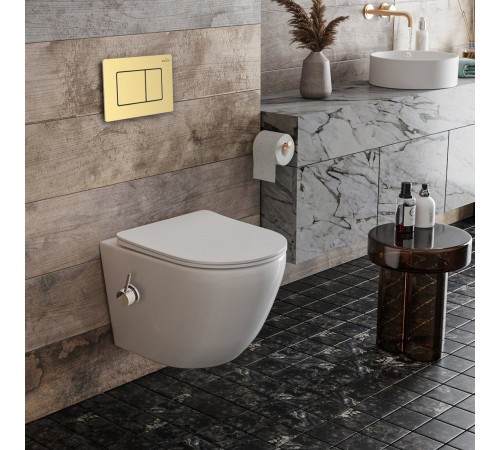 Унитаз подвесной Roxen Antares Bidet в комплекте с инсталляцией StounFix Dual Fresh 6 в 1 968457 кнопка: брашированное золото