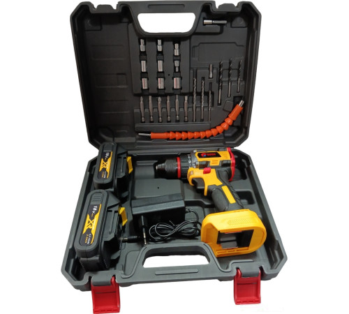 Дрель-шуруповерт Edon AD-18BL с 2-мя АКБ, кейс, набор оснастки