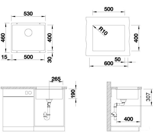 Кухонная мойка ZorG Subline 50 черный оникс