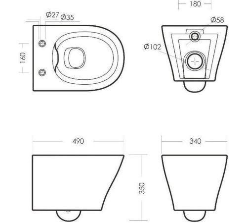Унитаз подвесной Sanita Breeze Rimless WC.WH/Breeze/DM.Rim/WHT.G/S1
