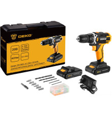 Дрель-шуруповерт Deko Banger 20V 080-1005 с 2-мя АКБ, кейс, оснастка