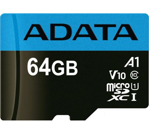 Карта памяти ADATA Premier AUSDX64GUICL10A1-RA1 microSDXC 64GB с адаптером