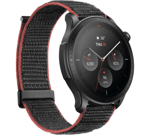 Умные часы Amazfit GTR 4 серый, с черным нейлоновым ремешком