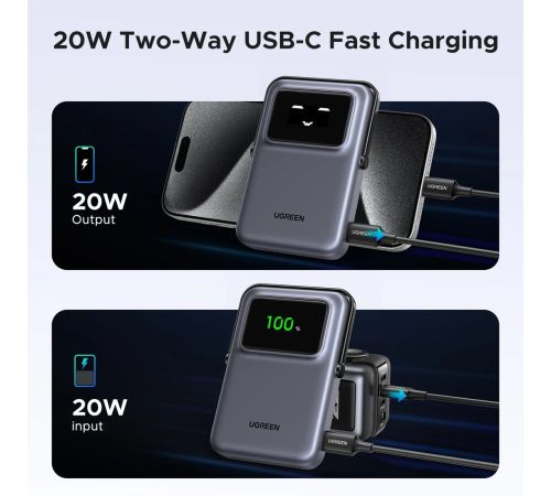 Внешний аккумулятор Ugreen PB572 10000mAh серый
