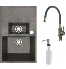 Кухонная мойка БелЭворс Forma R + смеситель W74004-9 + дозатор L405-1 серый/сатин
