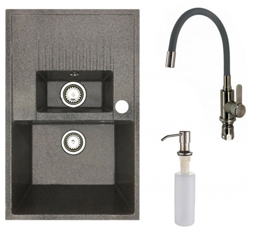 Кухонная мойка БелЭворс Forma R + смеситель W74004-9 + дозатор L405-1 серый/сатин