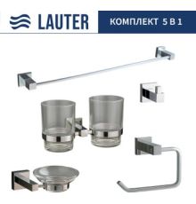 Набор аксессуаров для ванной Lauter 21SH6081 + 21SH6051 + 21SH6091 + 21SH6071 + 21SH6011 Chrome, 5 предметов