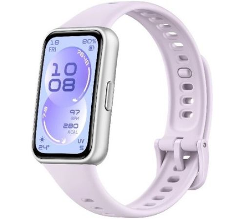 Фитнес-браслет Huawei Band 11 серебристый полимерный корпус, с сиреневым силиконовым ремешком, международная версия