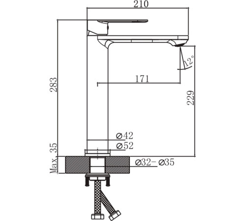 Умывальник Lauter 21493A + Moon 21СK81691C с сифоном 21635CH хром