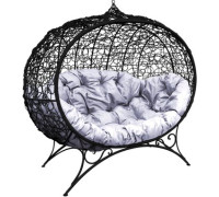 Садовый диван M-Group Улей на ножках 11220409 черный ротанг/серая подушка