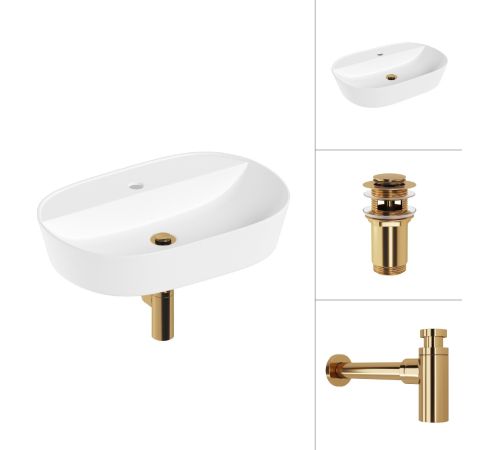 Умывальник Lauter 21460-60 + клапан 21190G + сифон 21635G золото