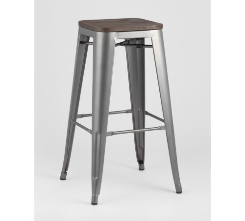 Табурет Stool Group TOLIX WOOD барный серебристый матовый