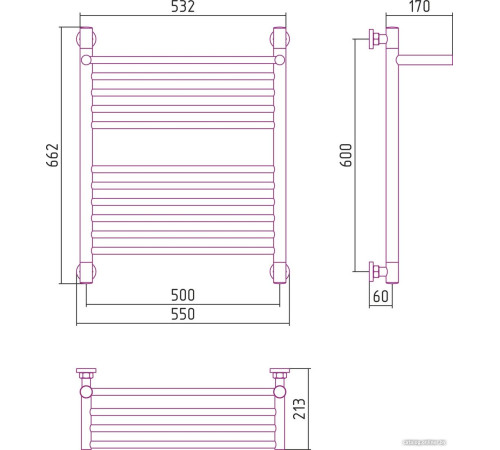 Полотенцесушитель Сунержа Богема с полкой+ 600x500 00-0223-6050