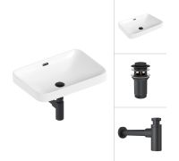 Умывальник Lauter 21441A + клапан 21190B + сифон 21635B черный матовый