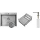 Кухонная мойка Schtoff Best Decor Silver 5550 + коландер KR-1 GREY + дозатор SD-1 SILVER