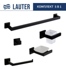 Набор аксессуаров для ванной Lauter 21SH71062 + 21SH71052 + 21SH71072 + 21SH71092 + 21SH71012 Matt Black, 5 предметов