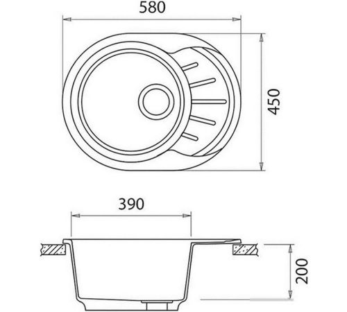 Кухонная мойка GranFest Rondo GF-R580L бежевый