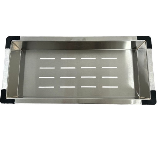 Кухонная мойка Schtoff Best Decor Silver 5550 + коландер металл K-1 BLACK + дозатор SD-1 GREY