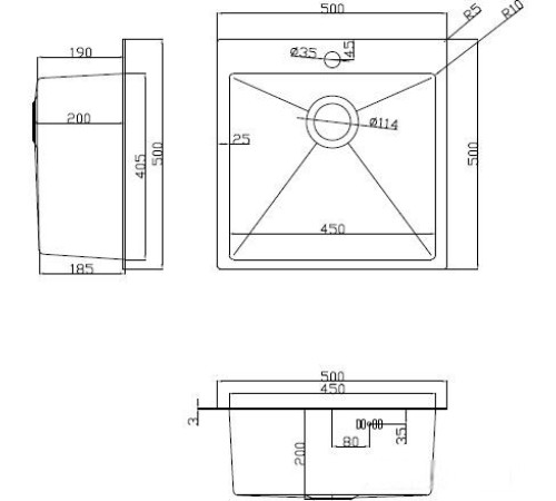 Кухонная мойка ARFEKA Eco AR 500*500 Black PVD Nano Decor
