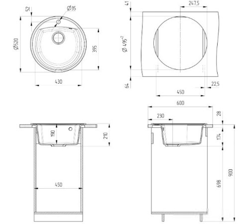 Кухонная мойка Ulgran U-603 328 бежевый