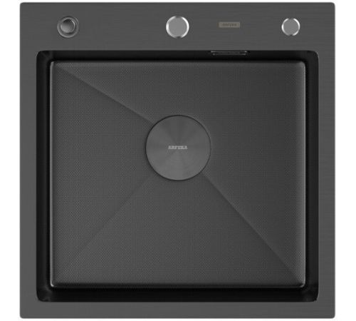 Кухонная мойка ARFEKA Eco AR 500*500 POP-UP Black PVD NANO DECOR MILLET GRAINS