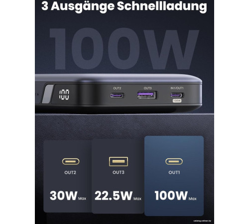 Внешний аккумулятор Ugreen PB720 20000mAh серый