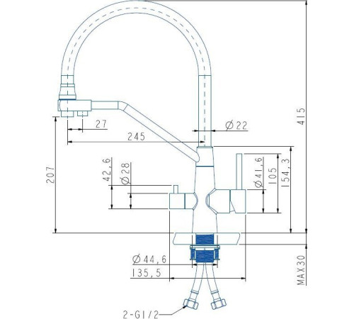 Смеситель ARFEKA Japeto золотой PVD
