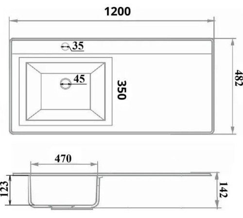 Умывальник Runo Гамма 120 лайт с правым крылом белый