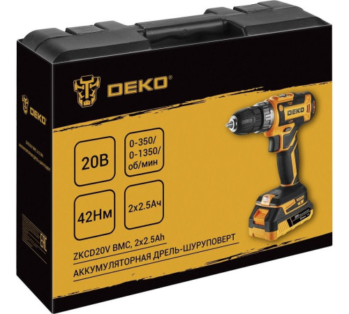 Дрель-шуруповерт Deko DKCD20-Li 085-1123 с 2-мя АКБ, кейс