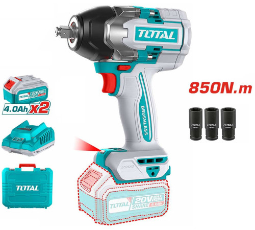 Гайковерт Total TIWLI2085 с 2-мя АКБ, кейс