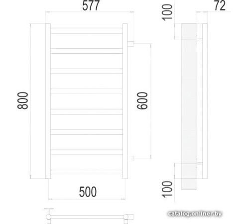 Полотенцесушитель TERMINUS Аврора П8 500x800 нп хром