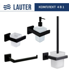 Набор аксессуаров для ванной Lauter 21SH71062 + 21SH71092 + 21SH71072 + 21SH71112 Matt Black, 4 предмета