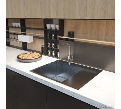 Кухонная мойка Mixline Pro 552926 черный графит, с сифоном