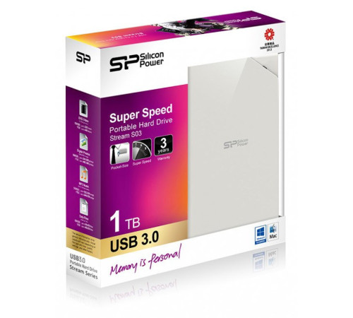 Внешний накопитель Silicon-Power Stream S03 1TB White SP010TBPHDS03S3W