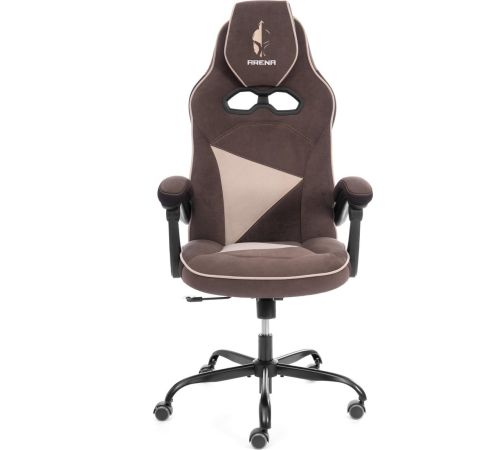 Игровое геймерское кресло TetChair Arena metalBL велюр, коричневый/бежевый, 6/7