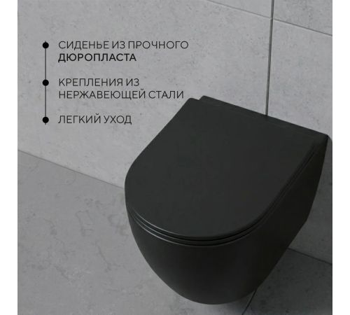 Унитаз подвесной Lauter Augsburg 21109EC + 39504000 черный матовый с кнопкой смыва