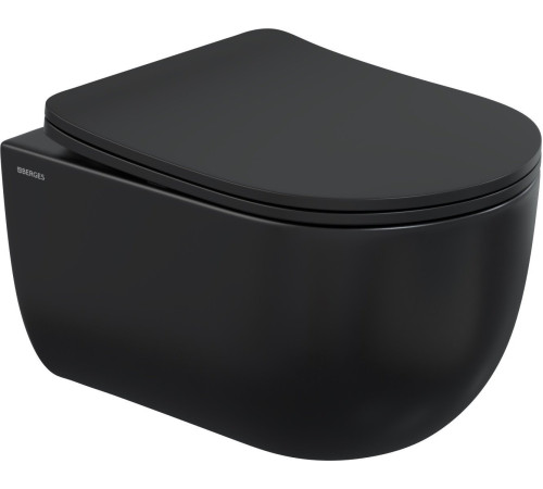 Унитаз подвесной Berges Wasserhaus Ventas Black Rimless + АТОМ 410 AT-043343 с сиденьем