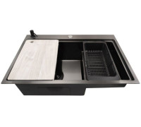 Кухонная мойка Stellar S7550NB-TU-L нано черный, с доской