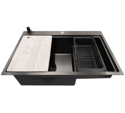Кухонная мойка Stellar S7550NB-TU-L нано черный, с доской