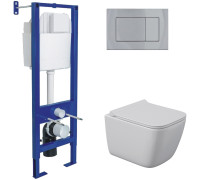 Унитаз подвесной Berges Wasserhaus Quattro S Rimless 043364 с сиденьем и кнопкой смыва